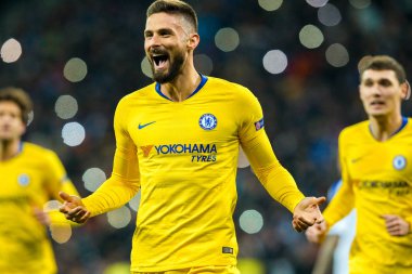 Madridli oyuncuların Chelsea bir gol Uefa Avrupa Ligi sırasında 1 8