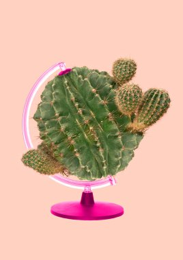 Yeşil dostu gezegen. Modern tasarım. Çağdaş sanat kolaj.