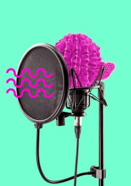 Alternative microphone. Modern design. Contemporary art collage. clipart