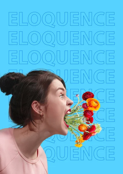 Eloquence. Modern design. Contemporary art collage. — Stock Photo, Image