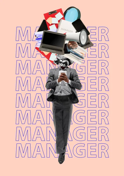 Manager. Modern design. Collage kortárs művészet. — Stock Fotó