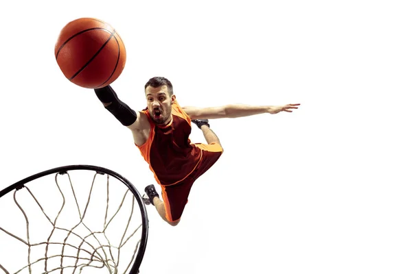 Full length portrait of a basketball player with ball — Stock Photo, Image