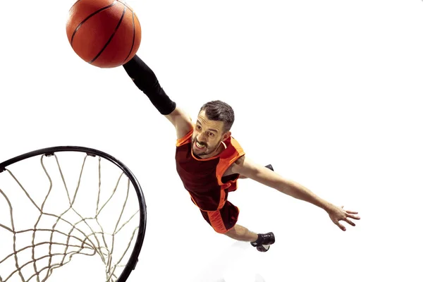 Ganzes Porträt eines Basketballspielers mit Ball — Stockfoto