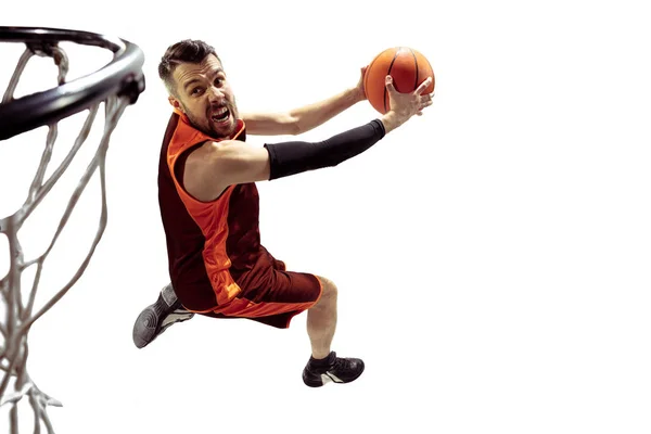 Retrato de comprimento total de um jogador de basquete com bola — Fotografia de Stock