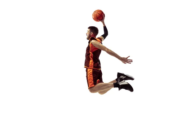 Full length portrait of a basketball player with ball — Stock Photo, Image