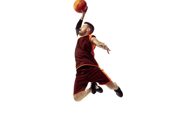 Full length portrait of a basketball player with ball — Stock Photo, Image