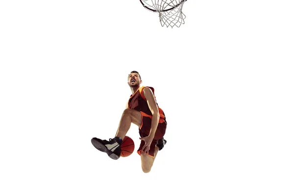 Ritratto a figura intera di un giocatore di basket con palla — Foto Stock