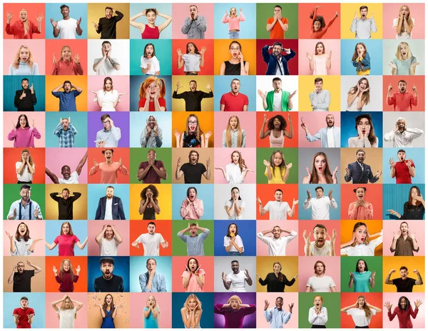 Il collage di persone sorprese — Foto Stock