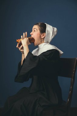 Medieval young woman as a nun clipart