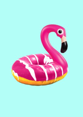 Alternatif bir Flamingo. Modern tasarım. Çağdaş sanat kolaj.