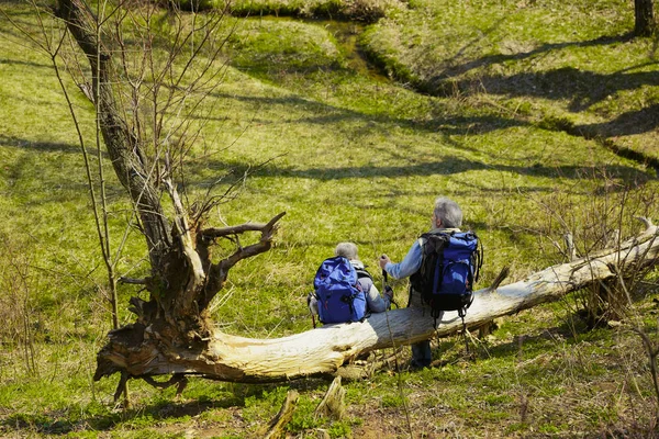 Viagens e turismo. Família casal gostando de caminhar juntos — Fotografia de Stock