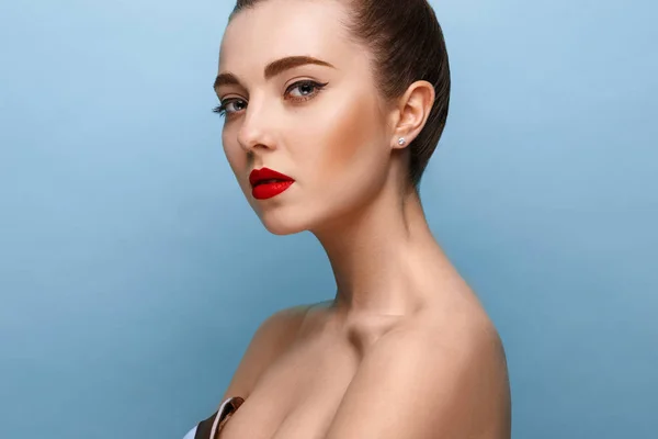 Vacker flicka ansikte, ideal hud — Stockfoto