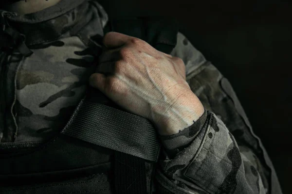 Retrato de jovem soldado — Fotografia de Stock