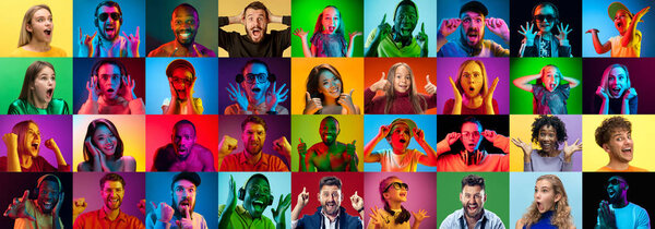 Коллаж удивленных людей