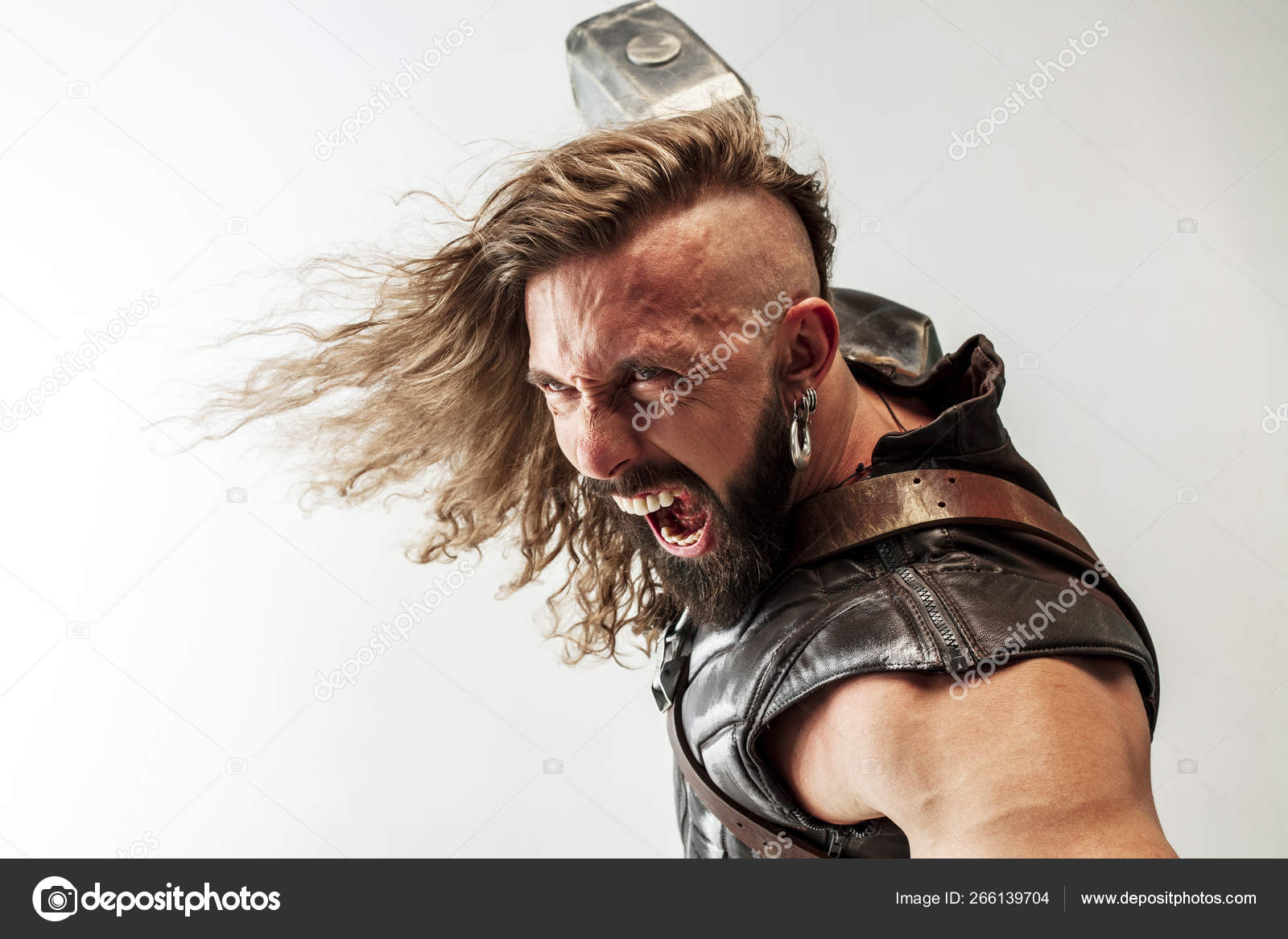Man in cosplaying Thor isolated on white studio background Stock Photo by  ©vova130555@ 266139704