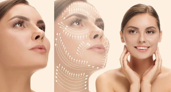 Beautiful female face, concept of skincare and lifting — Stock Photo, Image