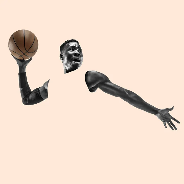 Full längd porträtt av en basketspelare med boll — Stockfoto