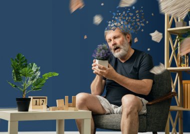 Alzheimer desease ile eski sakallı adam