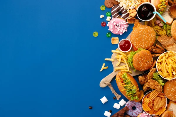 Fast food dish on blue background