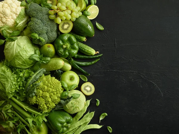 Healthy food dish on black stone background