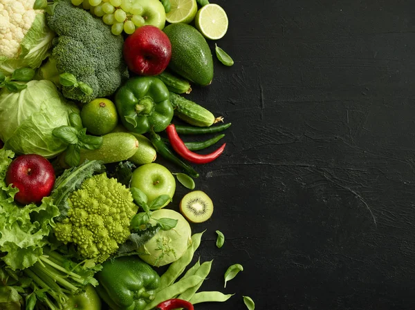 Healthy food dish on black stone background