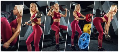 Kaslı genç kadın atlet, yaratıcı kolaj