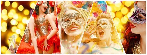 Beautiful young women in carnival mask — Stock Photo, Image