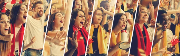 Group of happy fans are cheering for their team victory — Stock Photo, Image