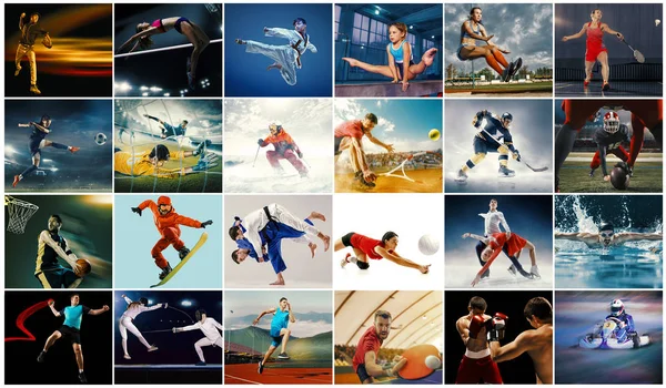 Creative collage made with different kinds of sport — Stock Photo, Image