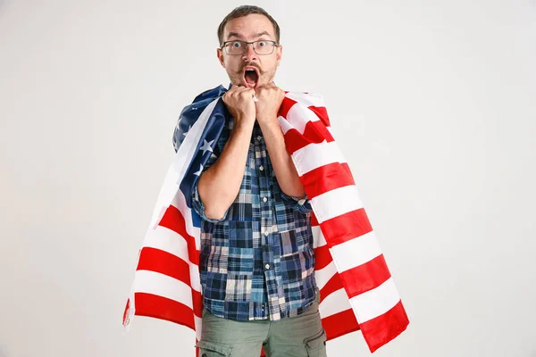 Young man with the flag of United States of America