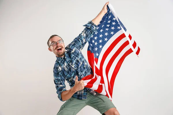 Young man with the flag of United States of America