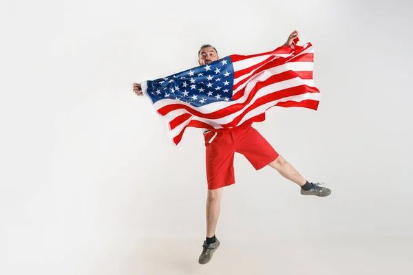 Joven con la bandera de Estados Unidos de América — Foto de Stock