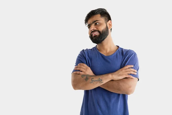 Portrait of young man isolated on white studio background — Stock Photo, Image