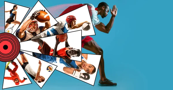 Creative collage made with different kinds of sport — Stock Photo, Image