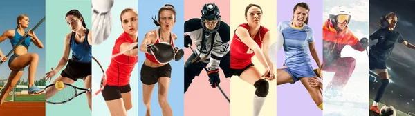 Collage creativo realizzato con diversi tipi di sport — Foto Stock