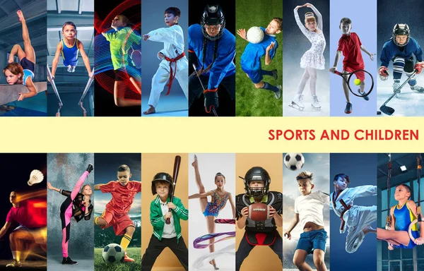 Creative collage made with different kinds of sport — Stock Photo, Image