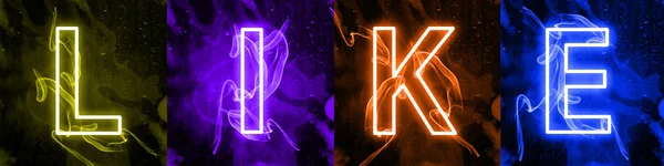 Neon light lettering of modern social medias term