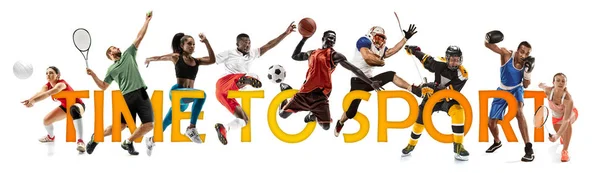 Creative collage of a sportsmen in action. Time to sport. — Stock Photo, Image