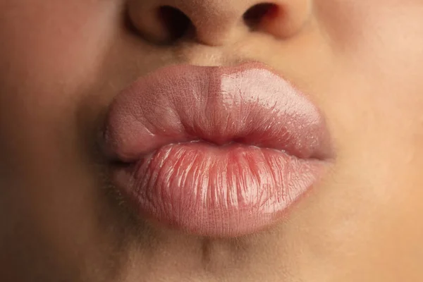 Közelről Photoshot a gyönyörű női ajkak — Stock Fotó