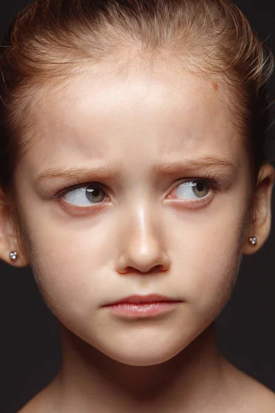 Close up portrait of a little emotional girl — Stock Photo, Image