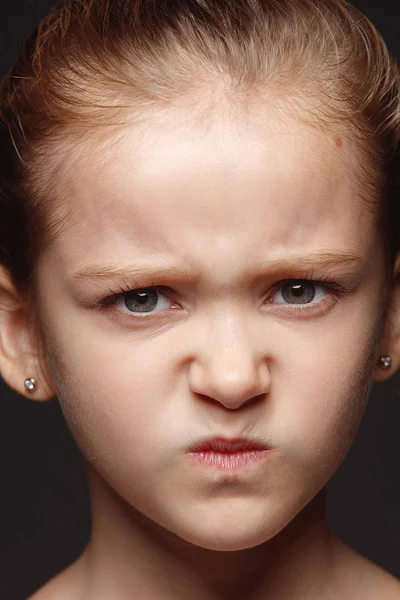 Close up portrait of a little emotional girl — Stock Photo, Image