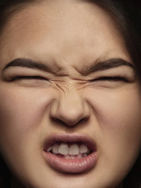 Close up portrait of young emotional woman — Stock Photo, Image