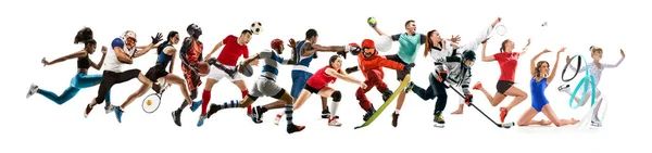 Collage creativo di bambini e adulti nello sport — Foto Stock