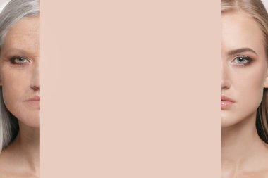 Güzel kadın yüzü, cilt bakımı ve kaldırma kavramı