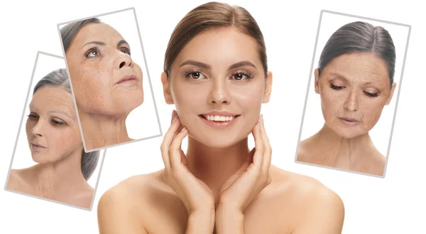 Beautiful female face, concept of skincare and lifting — Stock Photo, Image