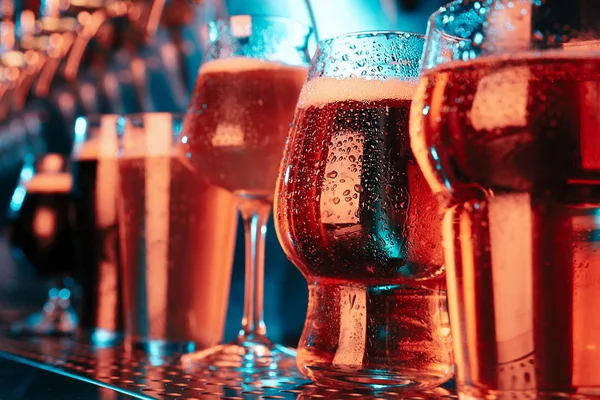 Glasses of different kinds of beer, time for oktoberfest — Stock Photo, Image