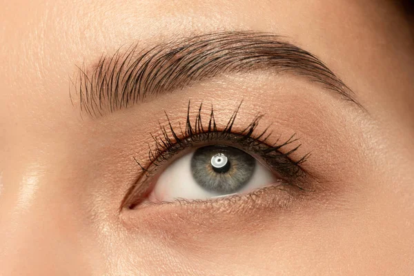 Beautiful young womans eye close-up, perfect skincare concept — Stock Photo, Image