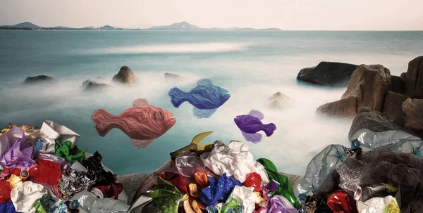 Είμαστε αυτό που τρώμε-έννοια της περιβαλλοντικής ρύπανσης των πλαστικών — Φωτογραφία Αρχείου