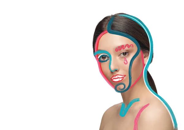 美容女性面部肖像与完美的皮肤，艺术概念 — 图库照片