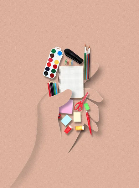 Design moderno. Collage d'arte contemporanea, mockup con ritagli di carta . — Foto Stock